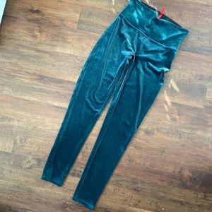 Spanx velvet teal leggings, size L
